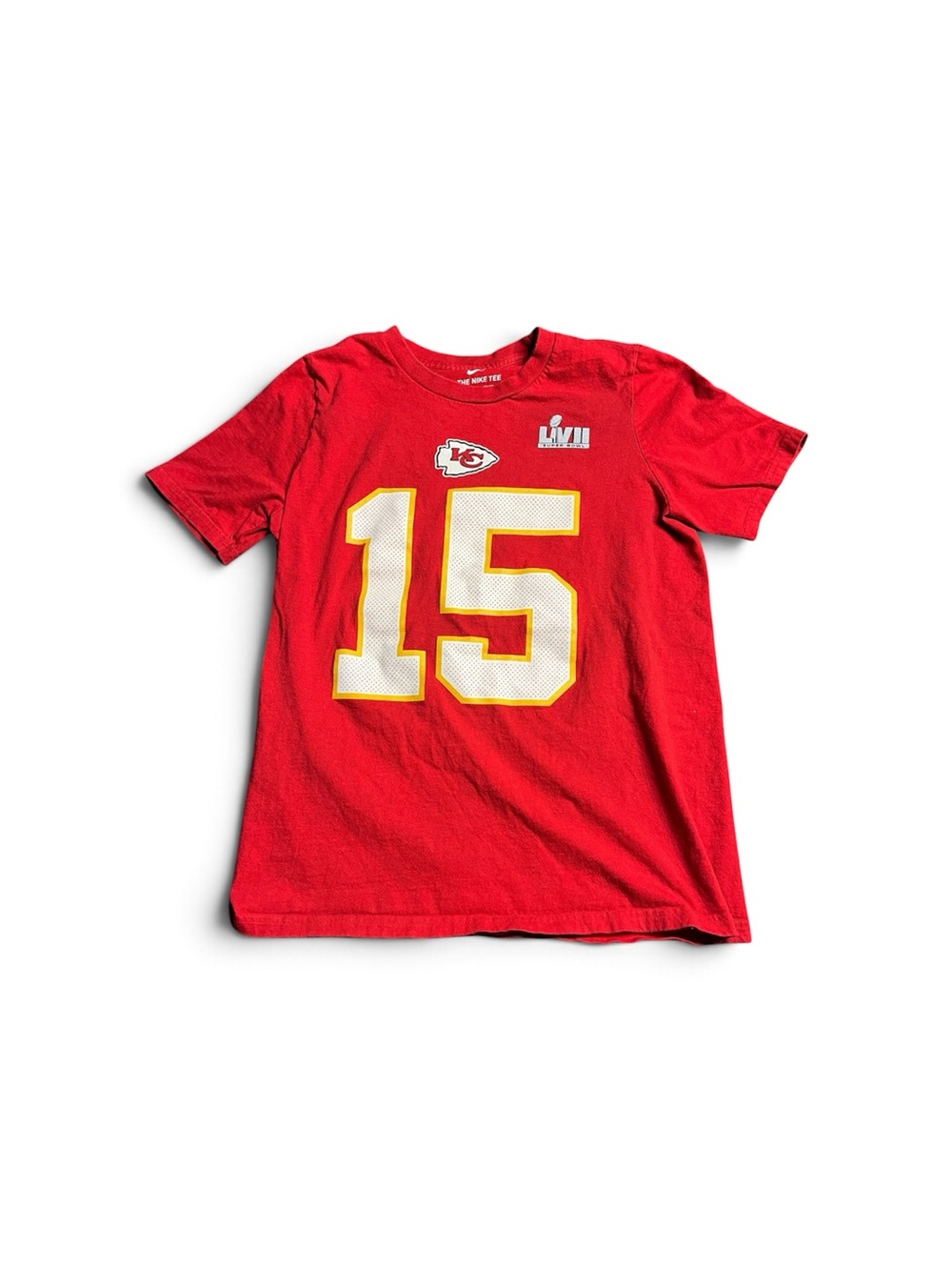 Kansas City Chiefs Mahomes Red #15 Large Kids Tee 14/16 (women’s xxs-xs)